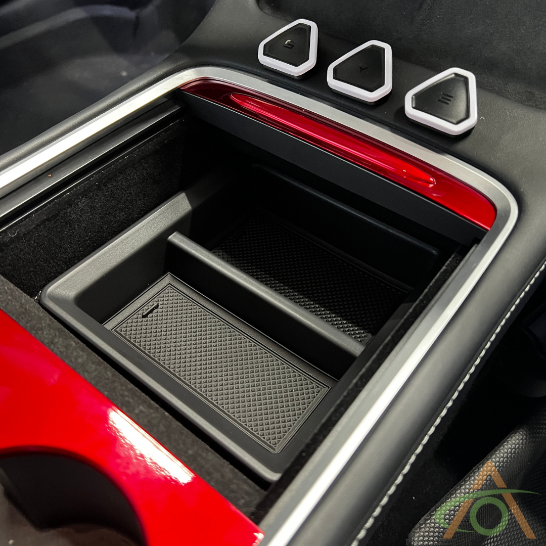 Sliding Center Console Tray with removable rubber inlays