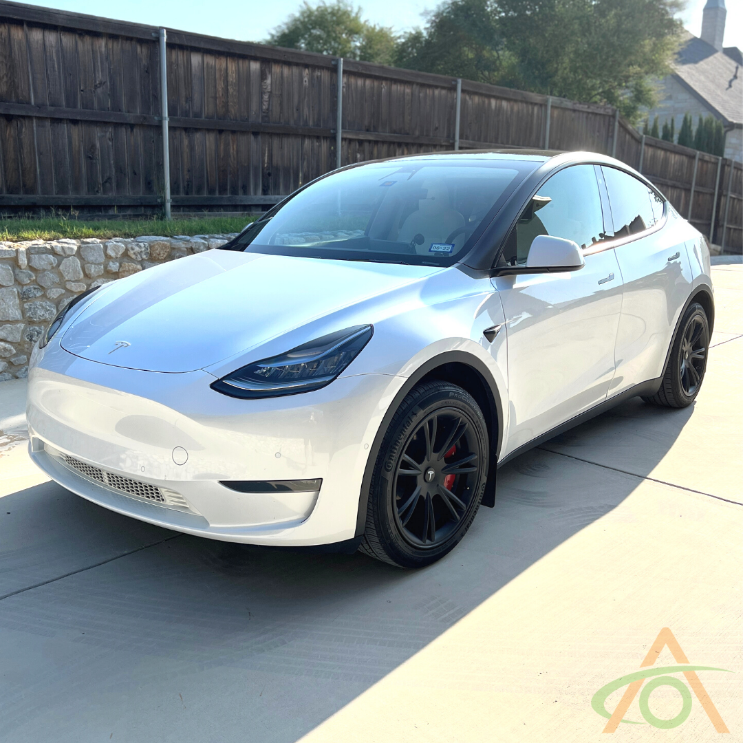 Satin black wheel covers for Tesla Model Y