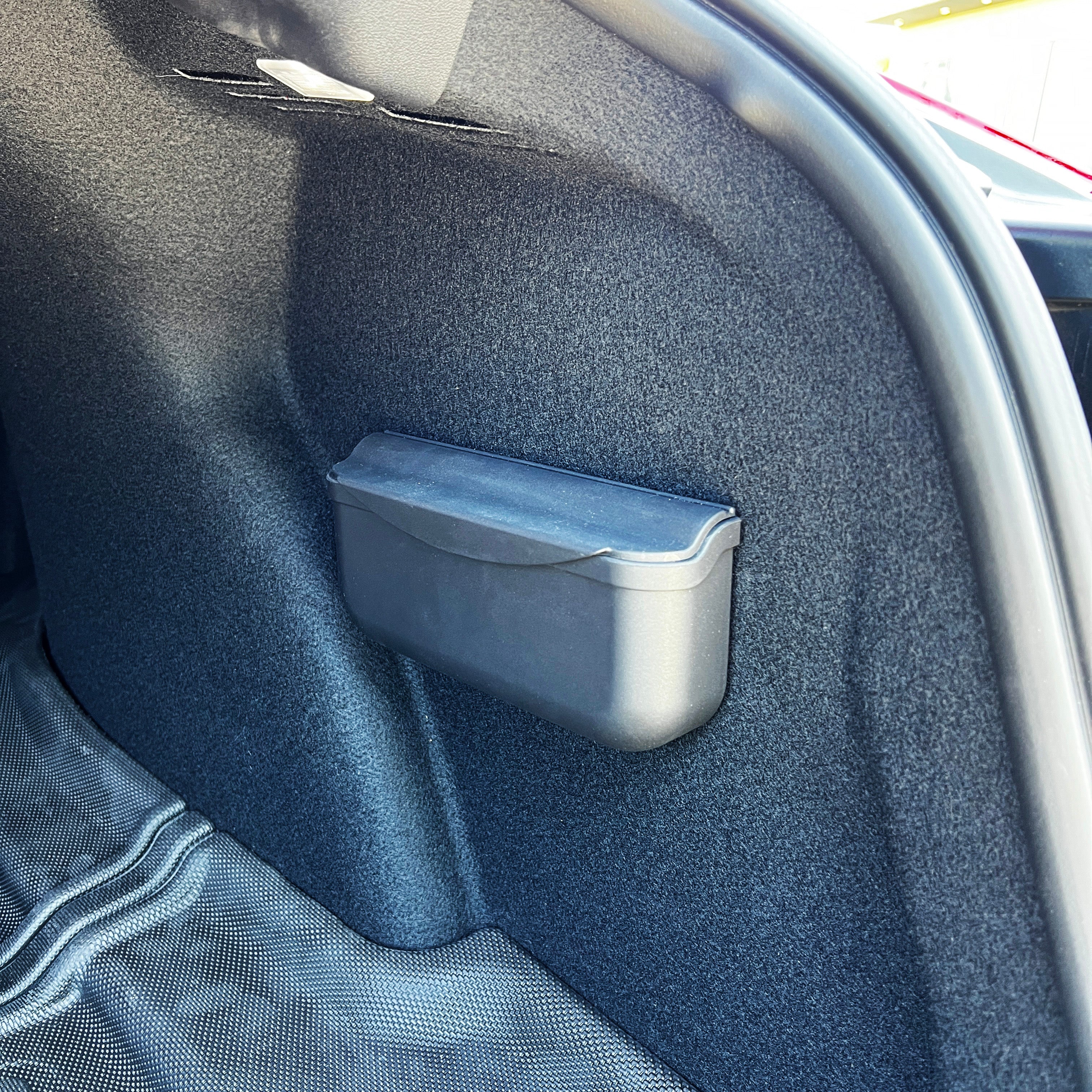 Velcro cubby installed in trunk